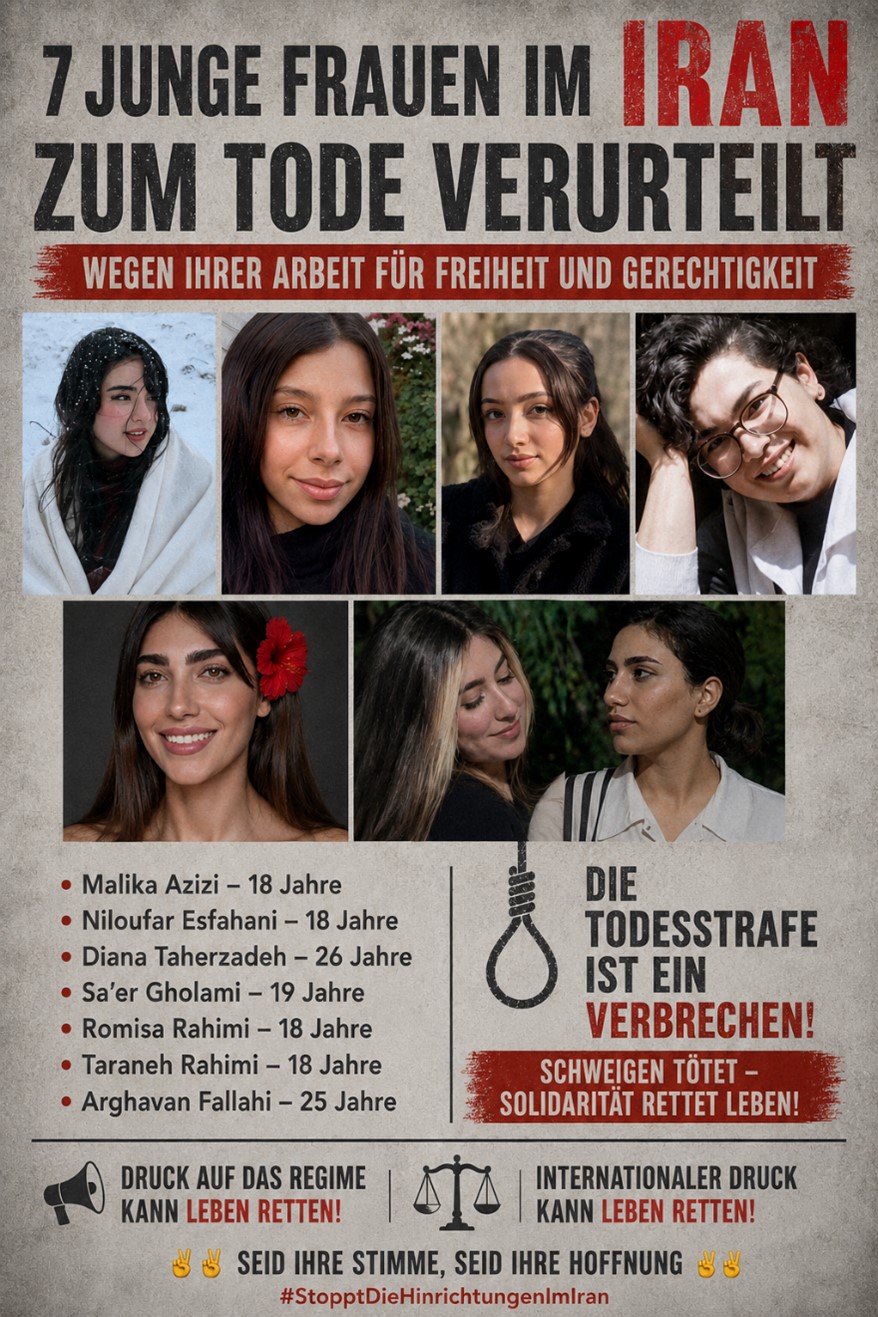 Sieben junge Frauen im Iran von der Hinrichtung bedroht